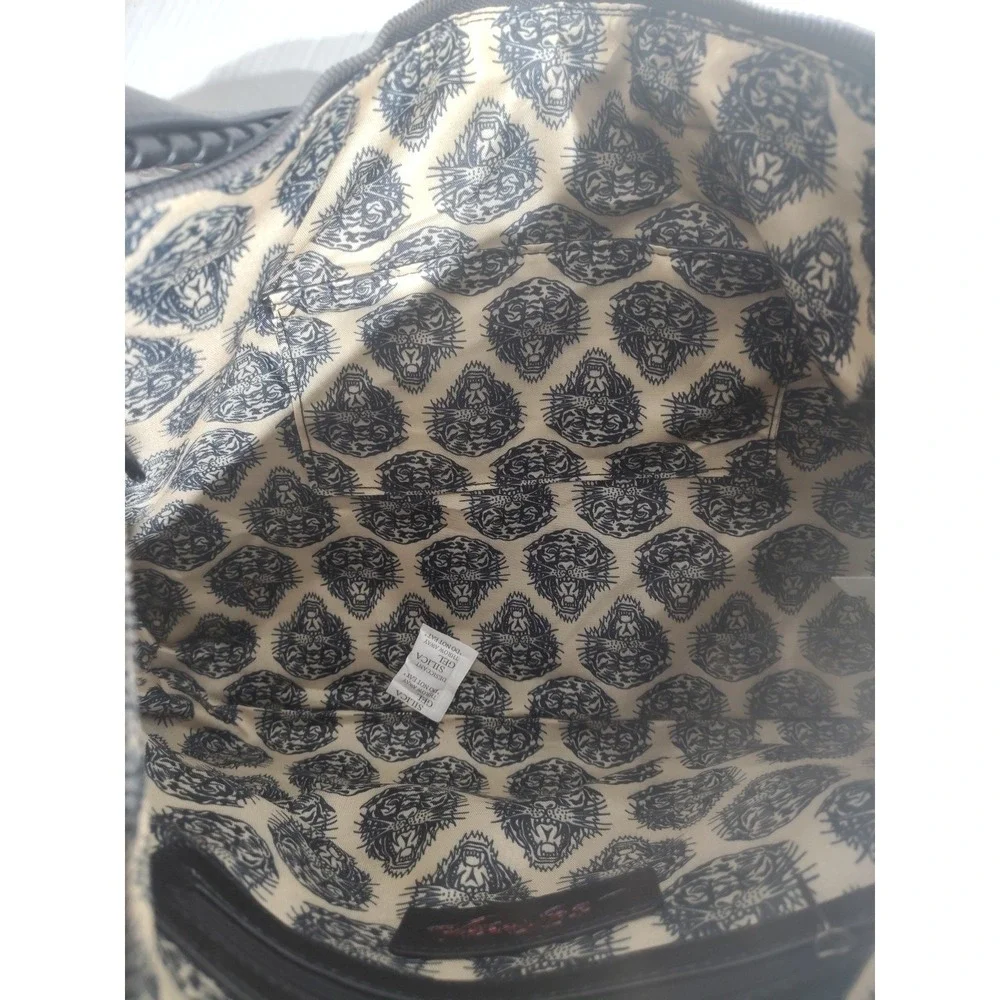 Ed Hardy Hobo Bag Skull Roses Rhinestone Denim‎ Leather Shoulder Bag Women